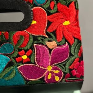 Vibrant Floral Embroidered Tote Bag